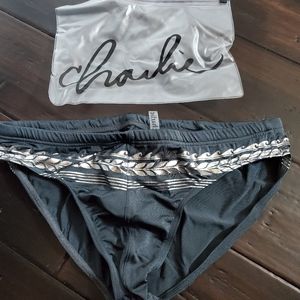 Charlie By Matthew Zink Grecian Foil Swim Briefs